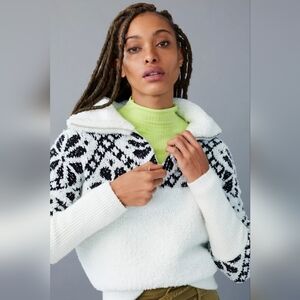 Anthropologie Pilcro Quarter Zip Boho Sweater
